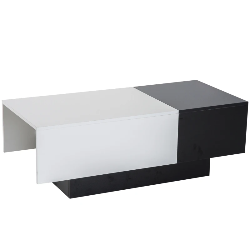 HOMCOM Coffee Table with Sliding Top-Black/White