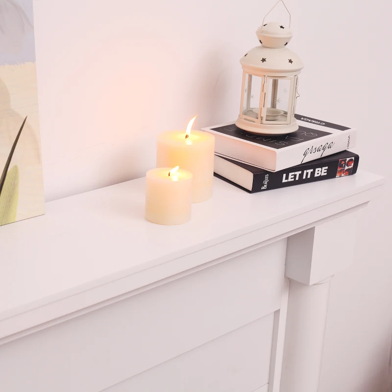 HOMCOM Electric Fireplace Wood Mantel Realistic Flame Freestanding Space Heater w/ Remote Control 2000W White