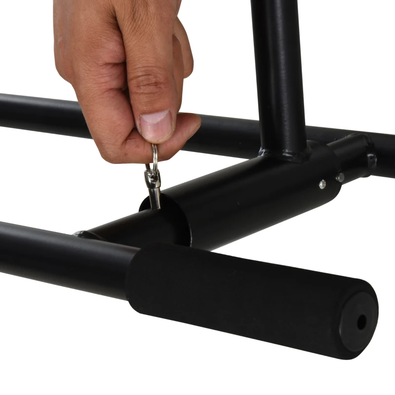 HOMCOM 102cm Home Door On Ground Pull-Up Bar with Metal Foam Handle Gym Exercise Safe Sturdy System Foldable Black