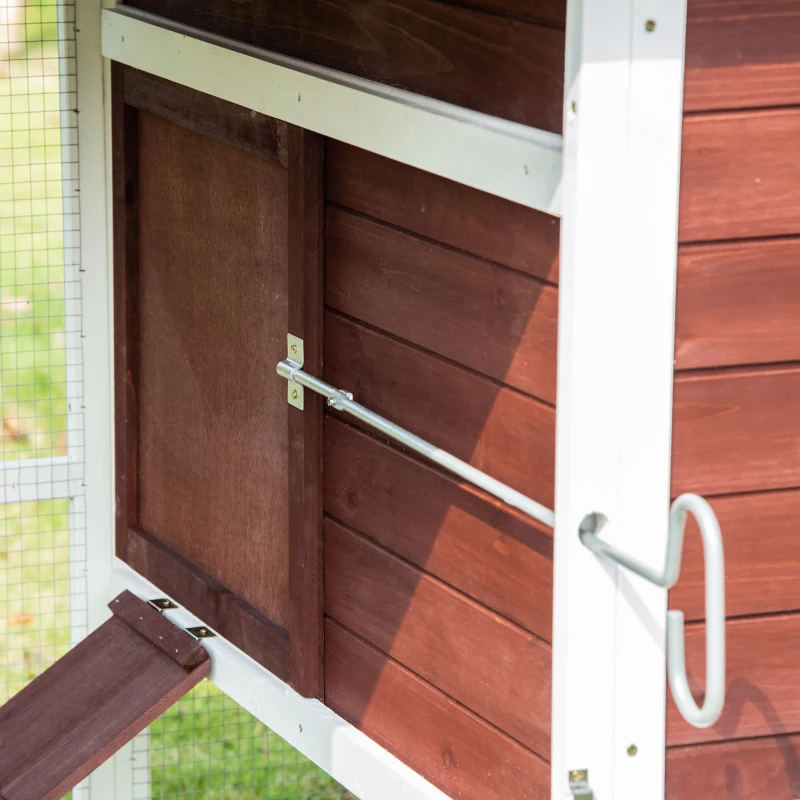 PawHut Large Chicken Coop with Run Poultry Coops Cages Hen House Wooden Chicken Run, Nesting Box, Removable Tray, Waterproof Asphalt Roof 207 x 105 x 145cm