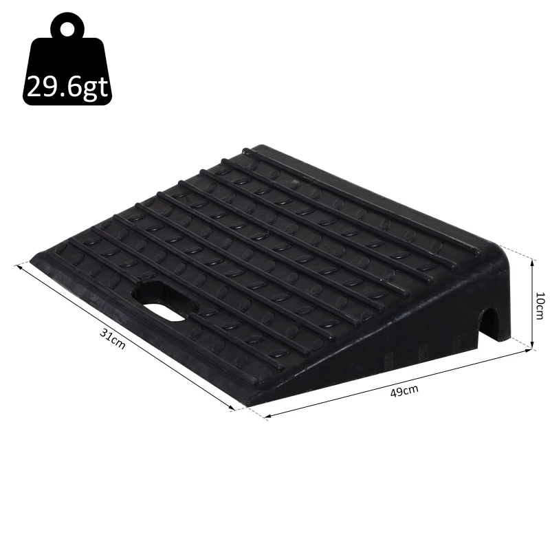 HOMCOM Set of 2 Rubber Kerb Ramps for Car Caravan Trailer Wheelchair Disabled Accessory Mobility Threshold Ramps