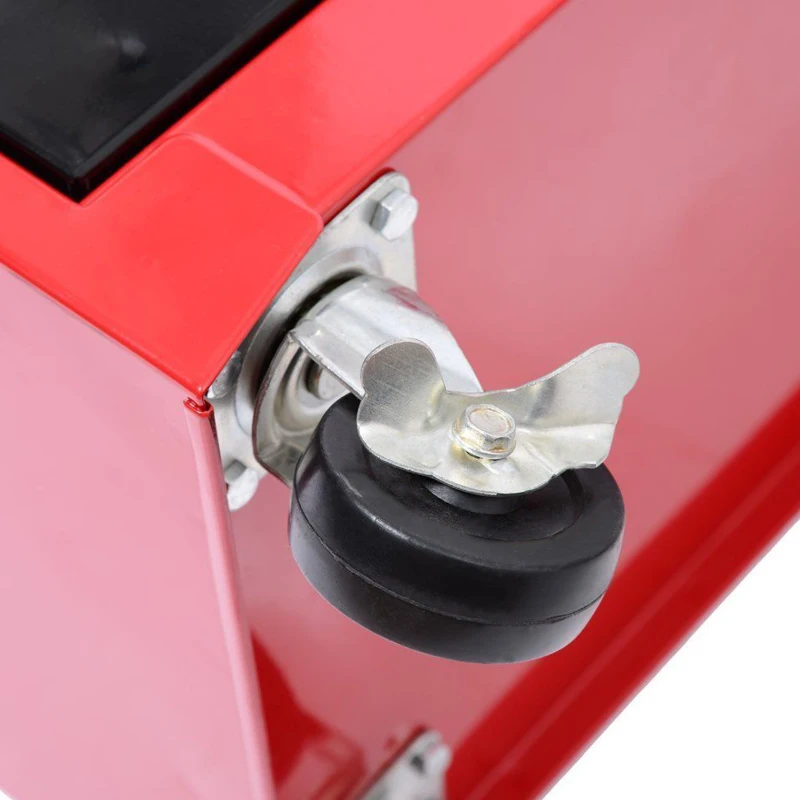 HOMCOM 2-in-1 Steel Garage Tool Storage Cart Rolling Wheeled Cabinet Organiser w/ Drawers Pegboard Cabinet Security Rod Red