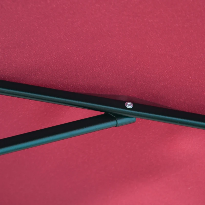 Outsunny 2.3m Half Parasol Semi Round Umbrella Patio Metal Frame Crank Handle for Balcony- NO BASE INCLUDED, Red