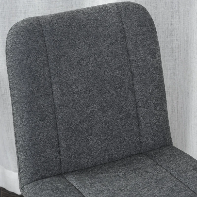 HOMCOM 2 Pieces Armless Mid Back Dining Chair Leisure Fabric Upholstered Padded Seat with Metal Legs for Living Room, Bedroom, Dorm, Office, Dark Grey