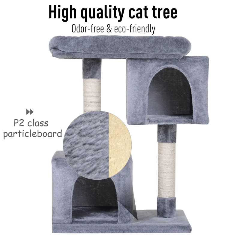 PawHut Cat Tree w/ Sisal-Covered Scratching Posts Multi-Level 3 Tier Freestanding Cat Bed Condo