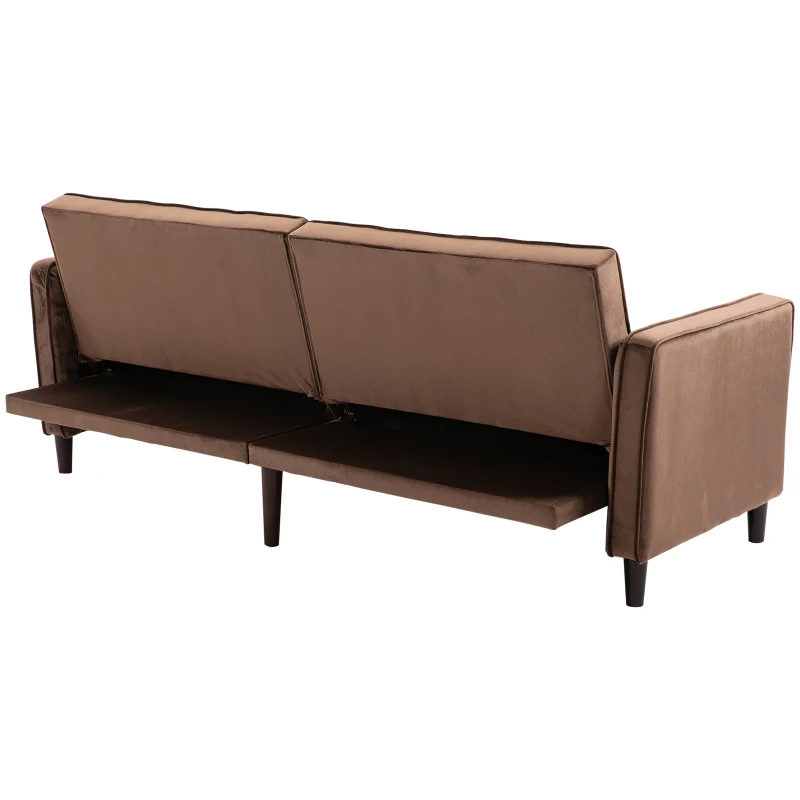 HOMCOM Sofa Bed Adjustable Back Thick Cushions, 205W x 98D x 98Hcm-Brown