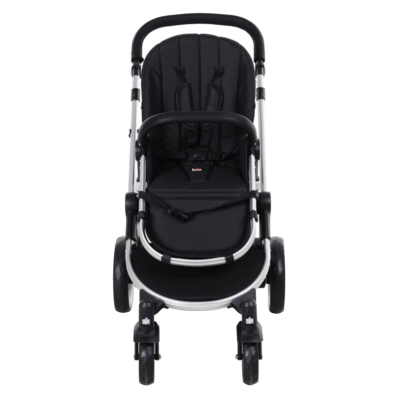HOMCOM 3-in-1 Travel System Lightweight Versatile Stroller Easy Infant Car Seat Transfer Storage Basket Travel Stroller Deep Grey