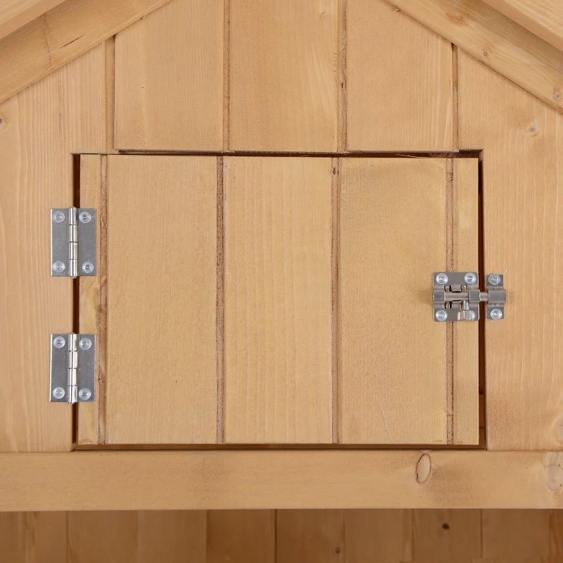 Outsunny Small Shed, Tall Slim Wooden Garden Shed with 3 Removable Shelves and Roof Hatch, Compact Outdoor Tool Storage Cabinet with Asphalt Roof and Door Latch, 77 x 54.2 x 179 cm, Burlywood