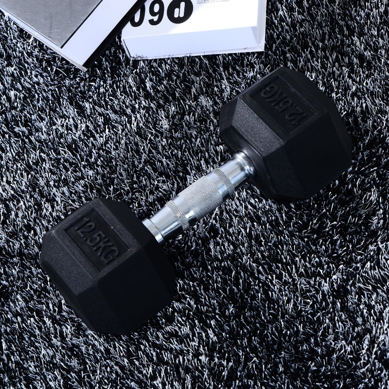 HOMCOM Rubber Hexagonal Dumbbell,1 pc x 12.5 kg