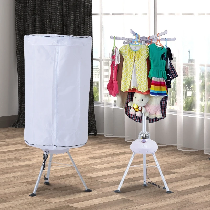 HOMCOM Portable Hot Air Electric Clothes Dryer, 900W-White
