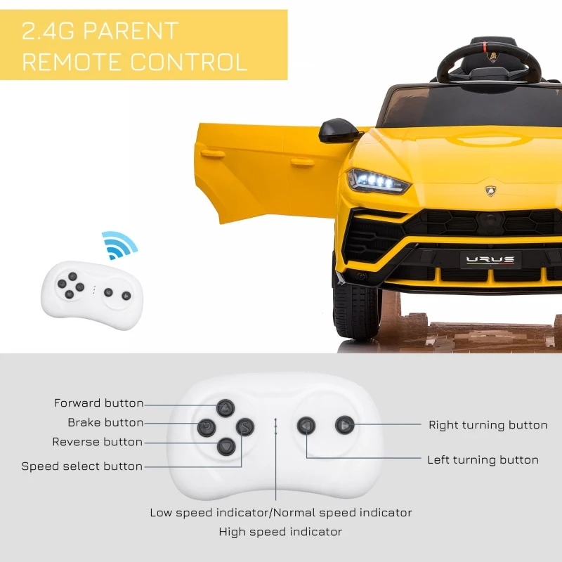 HOMCOM Kids Electric Ride On Car 12V Lamborghini Urus Car Toy w/ Remote Control