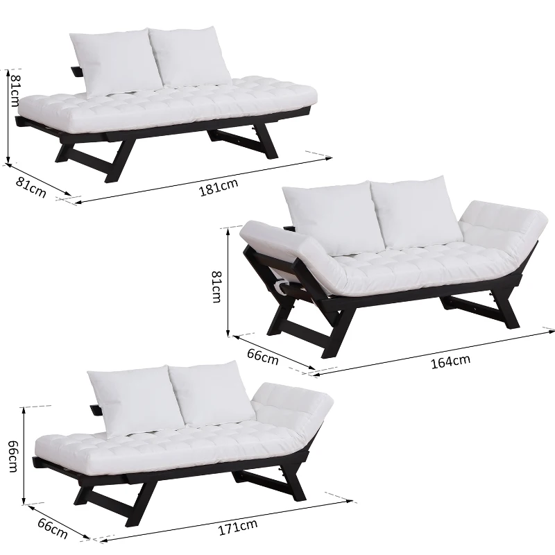 HOMCOM Sofa Bed Chaise Lounge-White