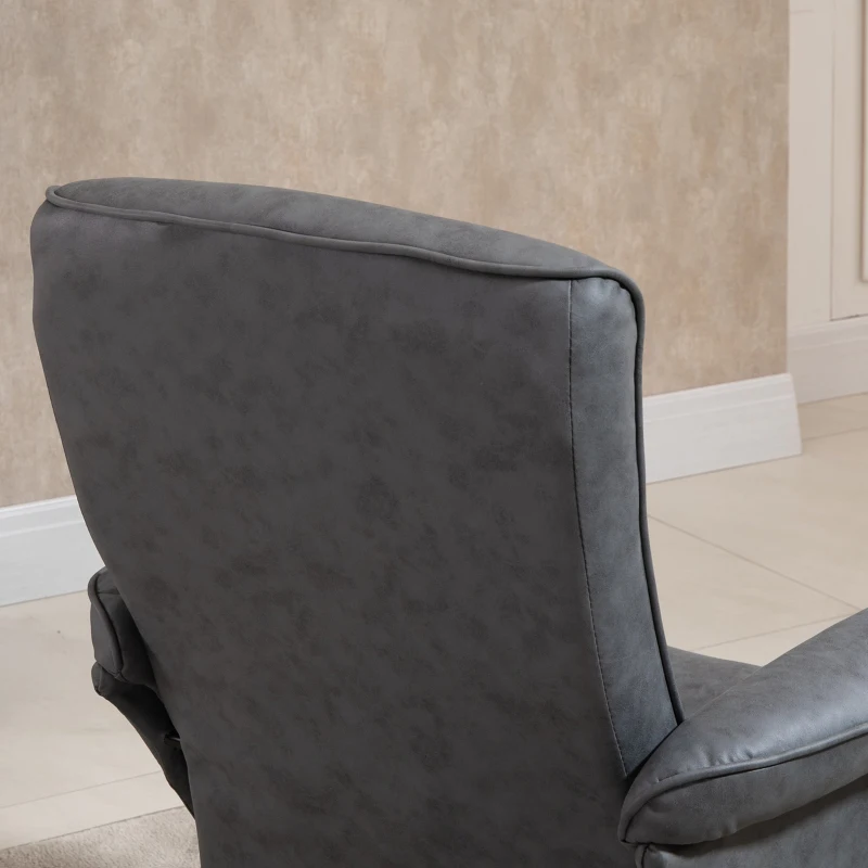 HOMCOM Swivel Recliner Chair Armchair Sofa with Footrest Padded Armrest 4-level Adjustable Backrest, Microfiber, Dark Grey