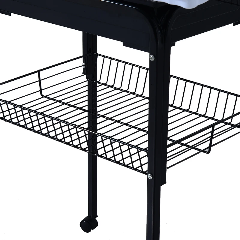 PawHut Large Metal Bird Cage with Breeding Stand Feeding Tray Wheels for Canary, Finch, Parakeet, Budgerigar, Black, 47.5 L x 37 W x 160 H (cm)
