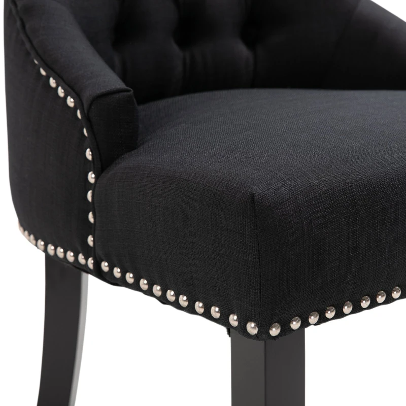 HOMCOM Dining Accent Chair Elegant Chic Home Business Linen Upholstery Wood Frame Black