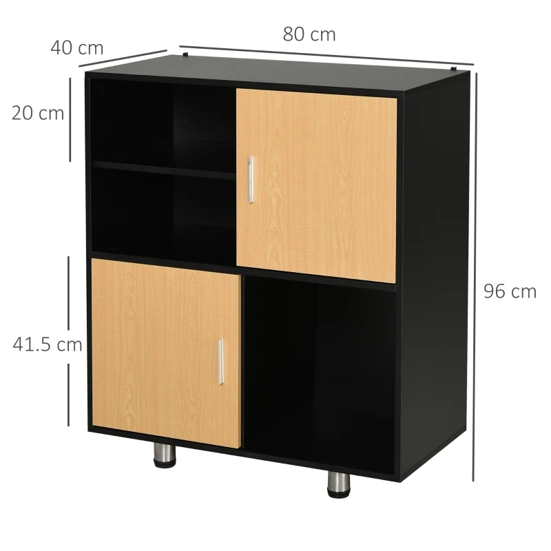 HOMCOM 4-Cube Wood Bookcase w/ Door Multi-Purpose Storage Organizer Cabinet Shelf Bedroom Decor Black