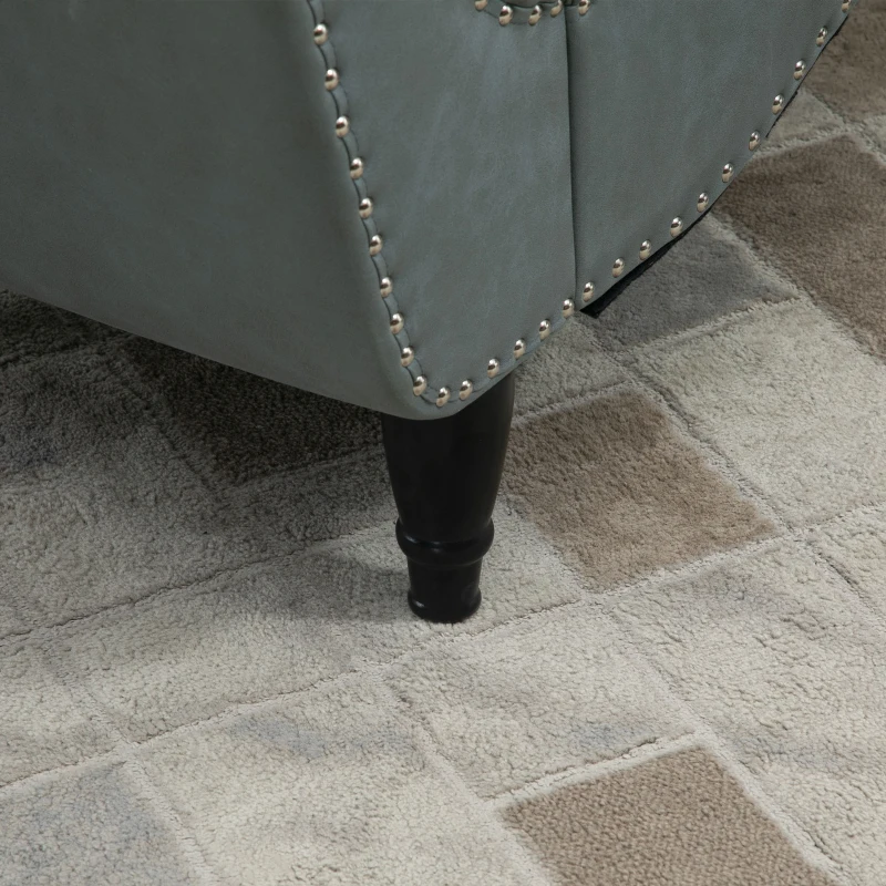 HOMCOM Tufted Chaise Longue Modern Recliner Upholstered Leisure Sofa Chair with Pillow for Living Room, Bedroom