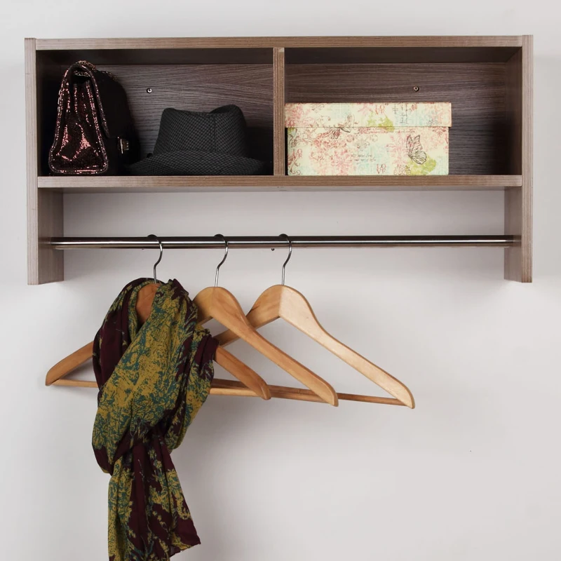 HOMCOM Wall Mounted Coat Hook W/ Shelf-Oak