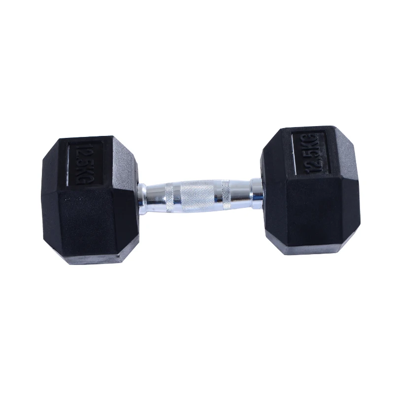 HOMCOM Rubber Dumbbell Weights Body Power Hex Home Gym Exercise Workout Fitness Training Lifting (12.5kg) Sold As Single