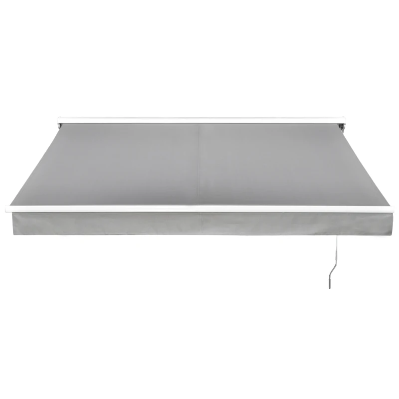 Outsunny 3x2.5m Garden Electric Motorised Manual Awning Door Outdoor Retractable Canopy Patio Shelter with LED Remote Control Grey