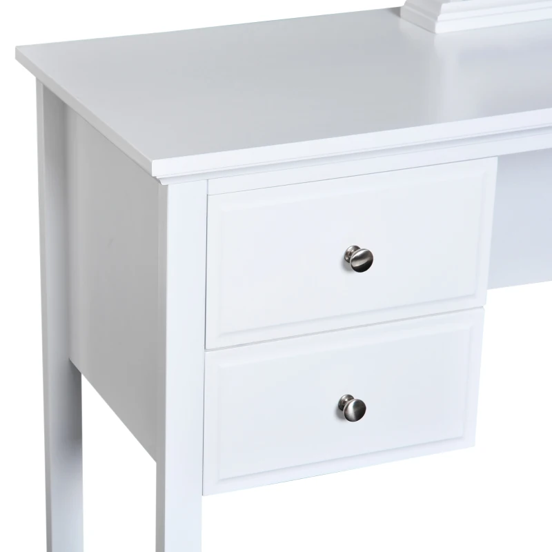 HOMCOM MDF Dressing Table Makeup Vanity Desk with 2 Drawers & Mirror Bedroom Furniture 100 x 40 x 73 cm White