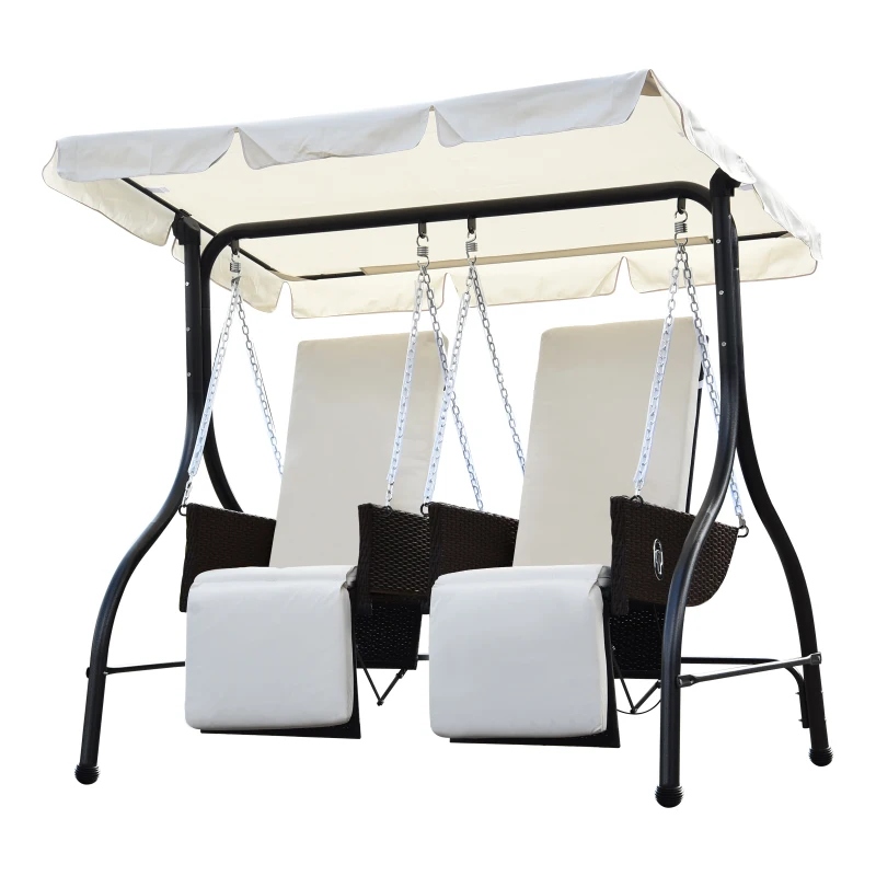 Outsunny Garden Swing 2-Seater Bench Chair-Brown