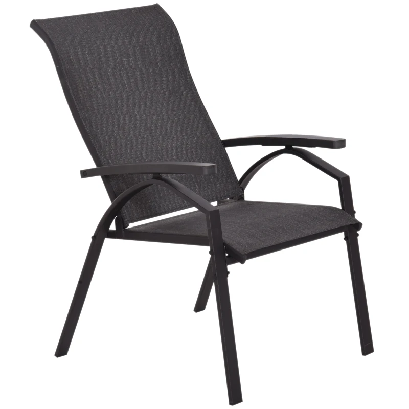 Outsunny 5 PCs Garden Patio Outdoor Sun Lounger Set 2 Chairs with Footrest and Coffee Table Adjustable Recliner Balcony Terrace Reclining Black