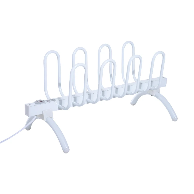 HOMCOM 4 Pairs Free Standing Electric Shoes Dryer Dry Heater Boot Rail Rack Dehumidify Warmer Deodorizer Sterilizer White