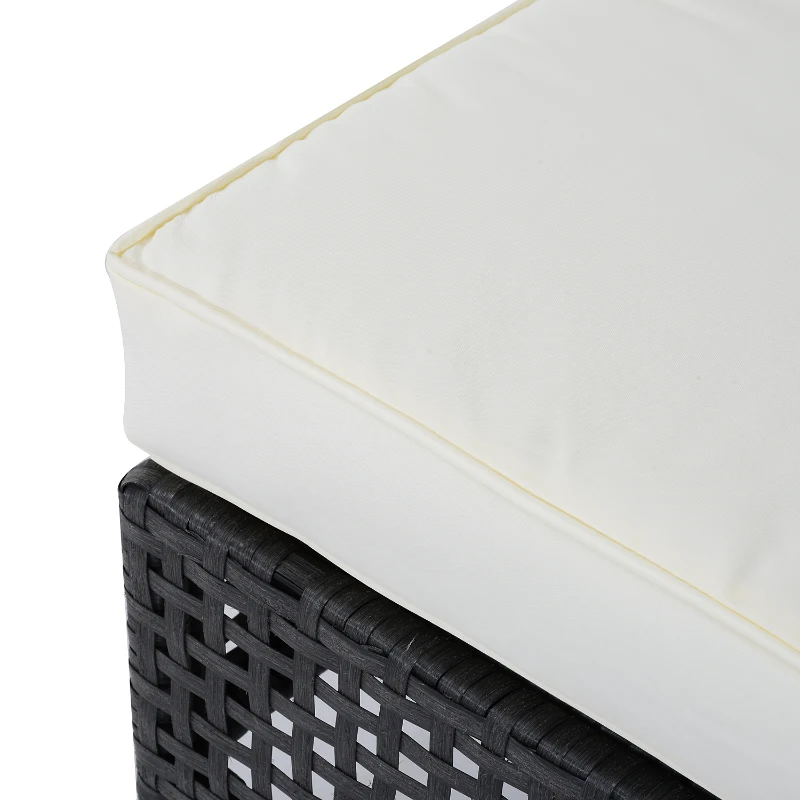 Outsunny Outsunny Rattan Ottoman Footrest Square Garden Patio Cushioned Furniture Wicker