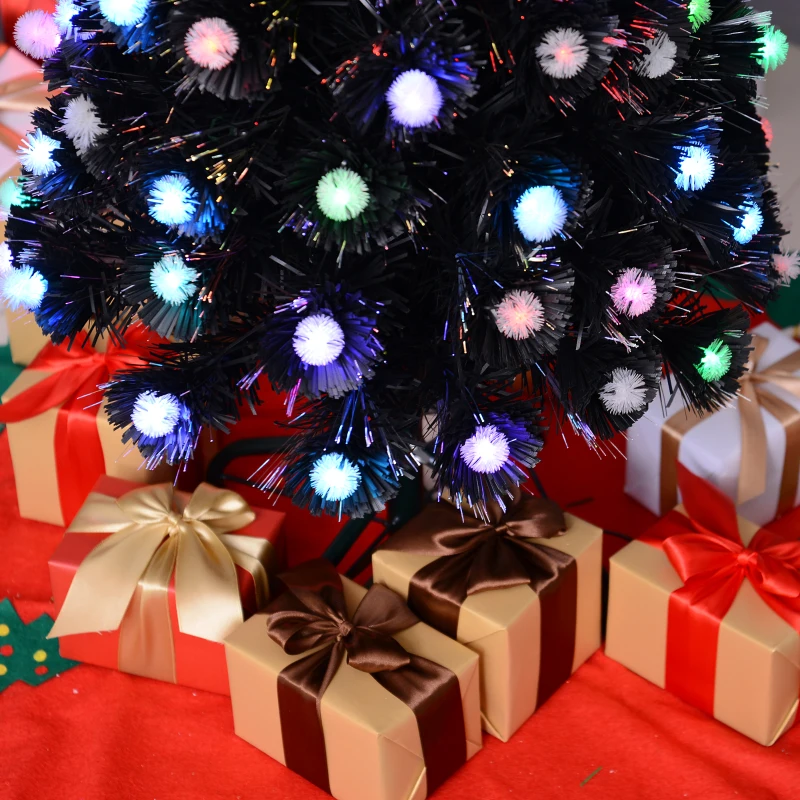 HOMCOM 90cm 3ft Fibre Optic Christmas Tree Artificial Xmas Pre-lit LED Tree Holiday Décor with Metal Stand