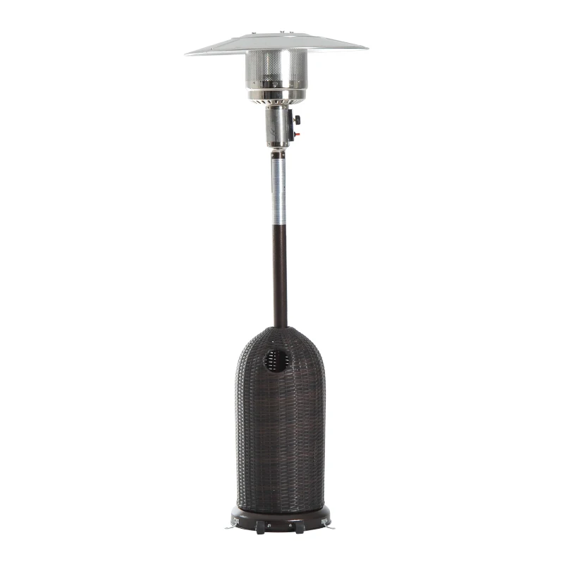 Outsunny 13KW Iron Outdoor Freestanding Heater w/ Rattan Base Brown