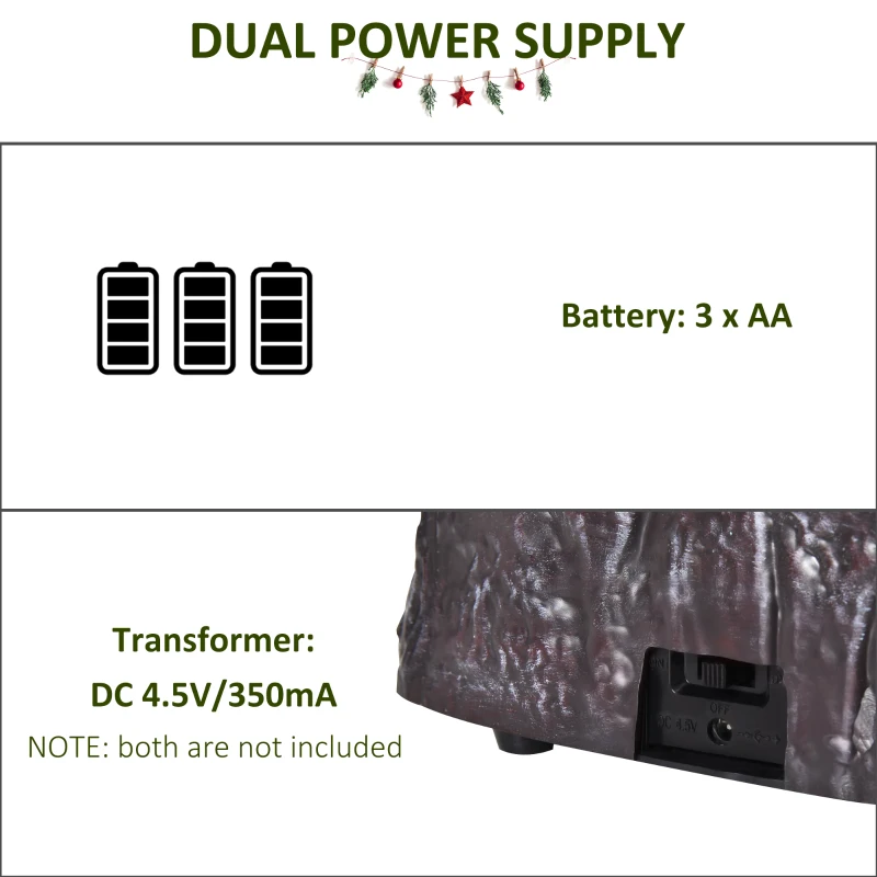 HOMCOM Prelit Christmas Musical Villages with Rotating Tree Animated Xmas Village with Sound Fibre Optic Transformer or Battery-Operated Festival Decoration for Tabletop