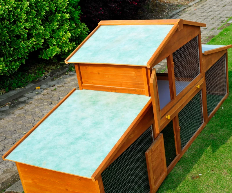 PawHut Rabbit Guinea Hutch Small Animal House Cage Pen Built In Run Brand New