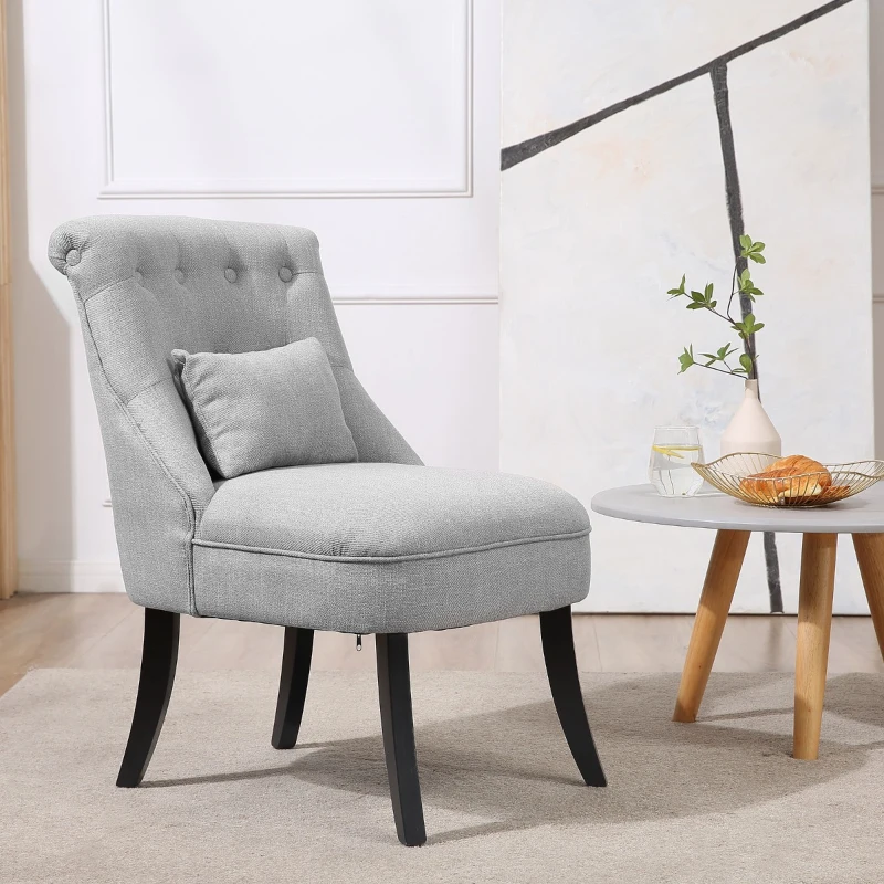 HOMCOM Retro Scrolled Back Accent Chair - Grey