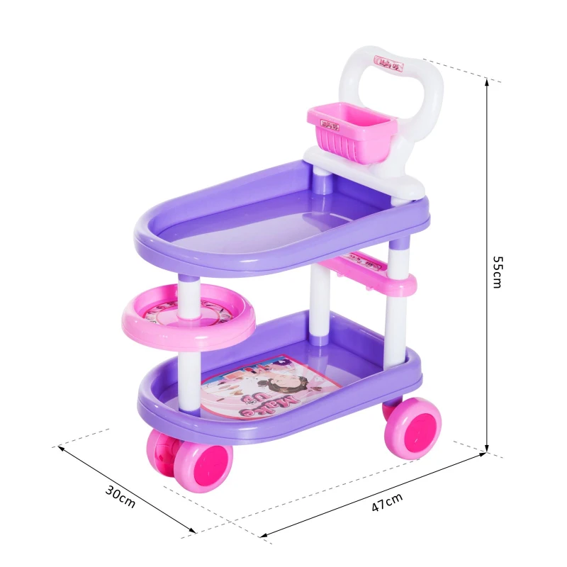 HOMCOM 38 Pcs Kids Pretend Hairdresser Role Play Set-Purple & Pink