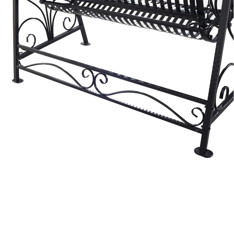 Outsunny Outdoor Garden Patio Cast Iron Metal Vintage Style Swing Chair Hammock Bench - Black