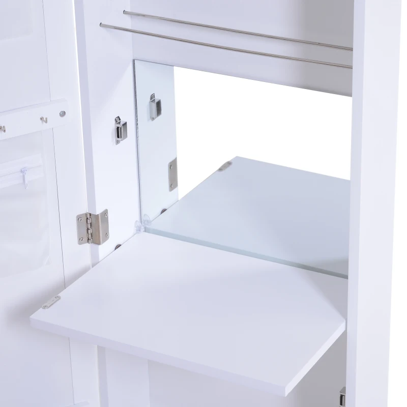 HOMCOM Wall /Door Mounted Armoire Mirror Jewellery Cabinet, 36Wx108.5Hx11.5T cm-White