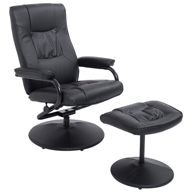 HOMCOM Swivel Recliner and Ottoman with 145° Adjustable Backrest for Home Office Black