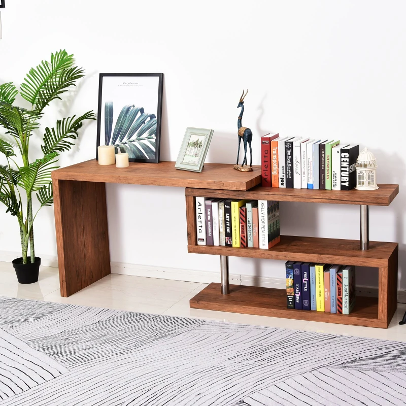 HOMCOM L-shaped Corner Computer Desk Shelf Combo 360 Degree Rotating MDF Hardboard Storage