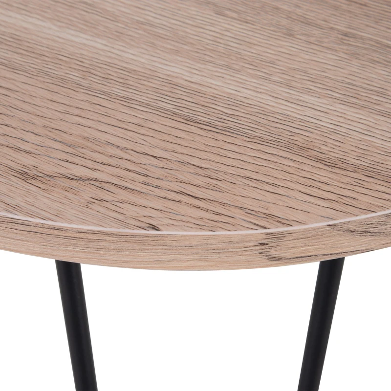 HOMCOM Metal Side Table w/ Round Tabletop Smooth Surface Retro Unique Design Coffee Home Bedroom Furniture Tripod Base Easy Clean Stylish Oak Tone