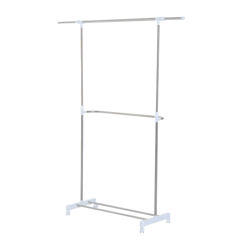 HOMCOM 40D×(103-178)H × (97-138)W cm Extendable Clothes Hanger W/Wheels-White