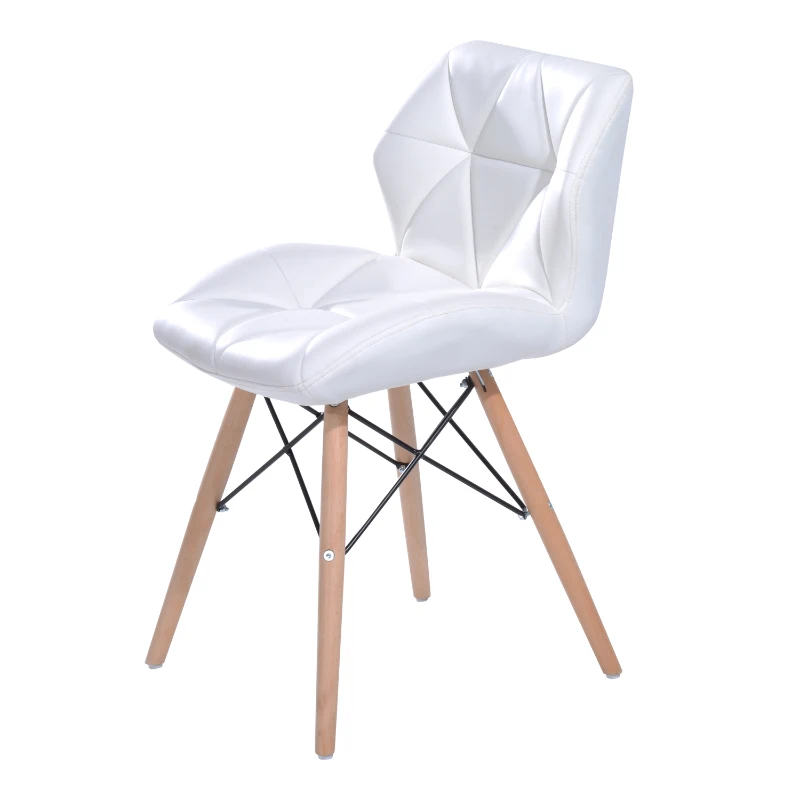 HOMCOM Padded Dining Chair W/Solid Wooden Legs, PU Leather-White