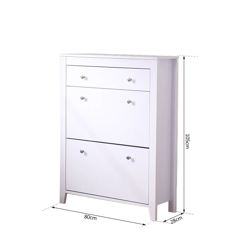 HOMCOM Particle Board Shoe Cabinet- White