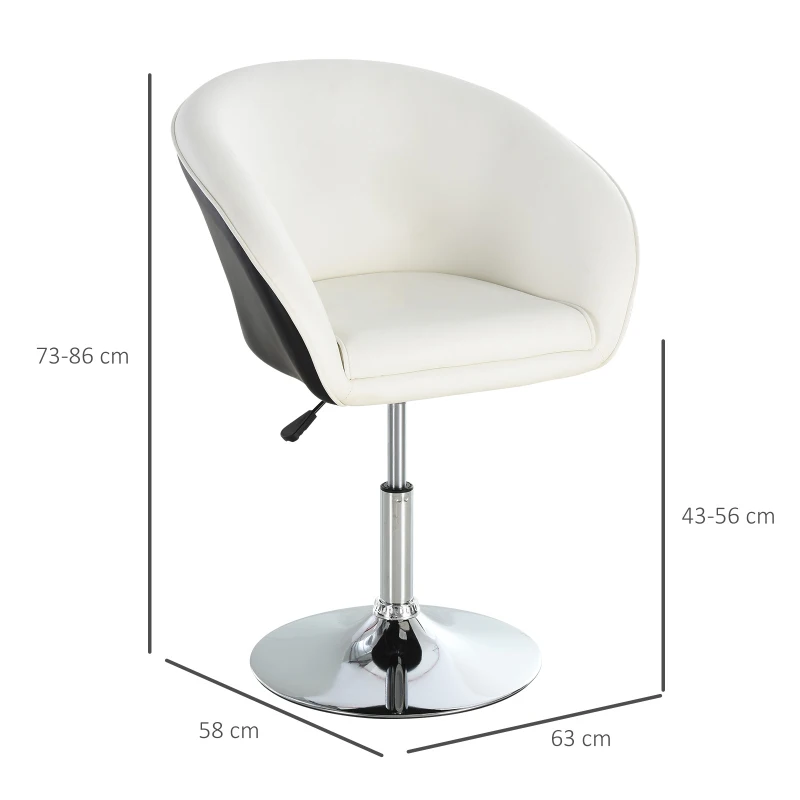 HOMCOM PU Leather Upholstered Twin-Pair Tub Bar Stools White