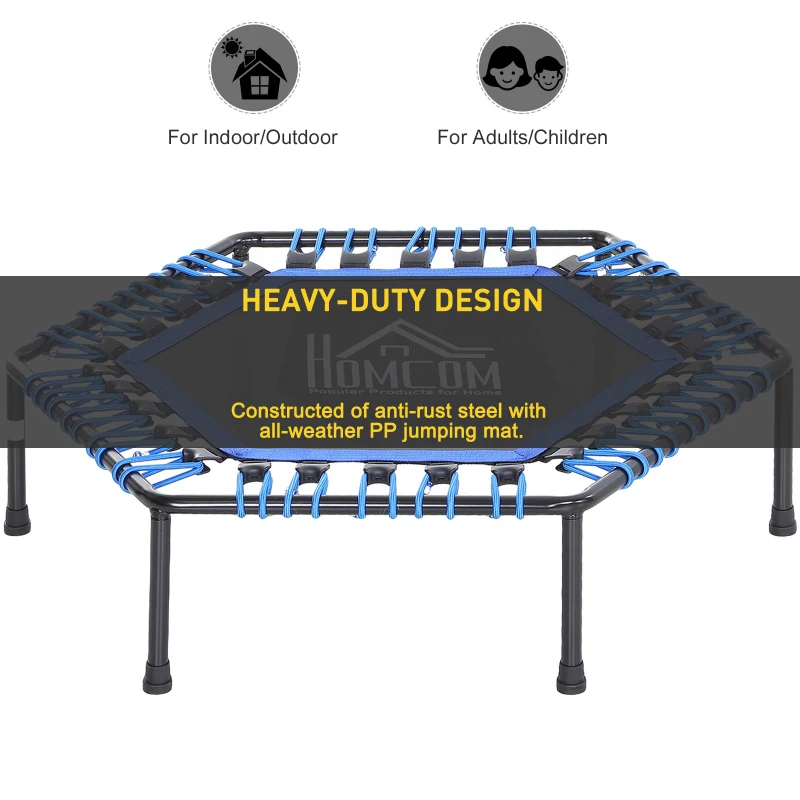 HOMCOM 40" Mini Hexagon Steel Frame Trampoline with Anti-slip Rubber Pads Blue