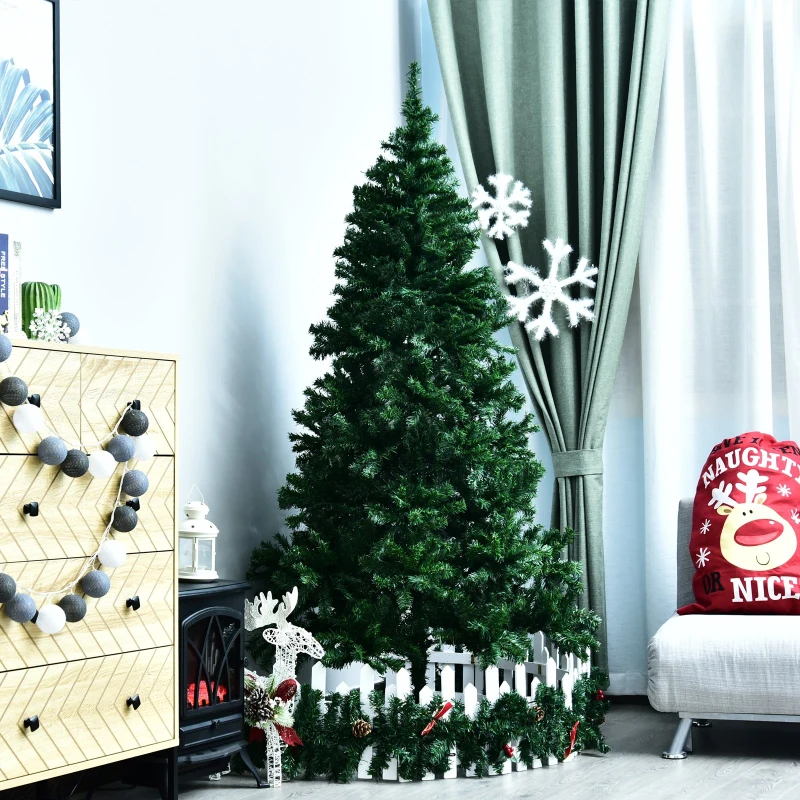 HOMCOM 6FT Artificial Christmas Tree Plain Spruce with 1000 PVC Tips Metal Base Stand