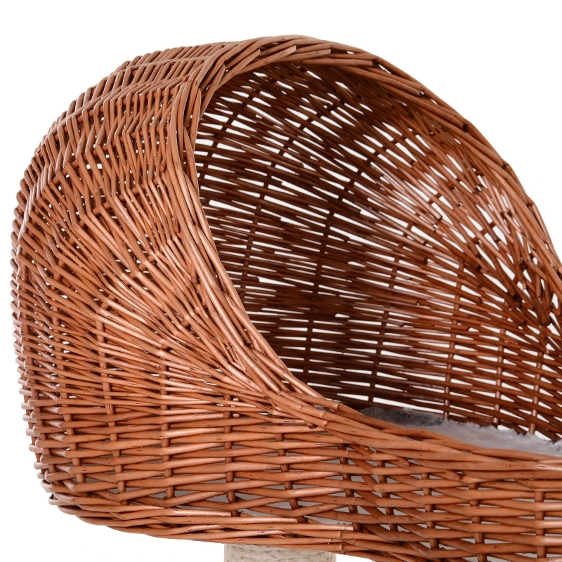 PawHut 4 Tier Cat Tree for Indoor Cats Activity Center Willow Platforms Kitty Scratcher Play Tower Toy Condo 110 cm