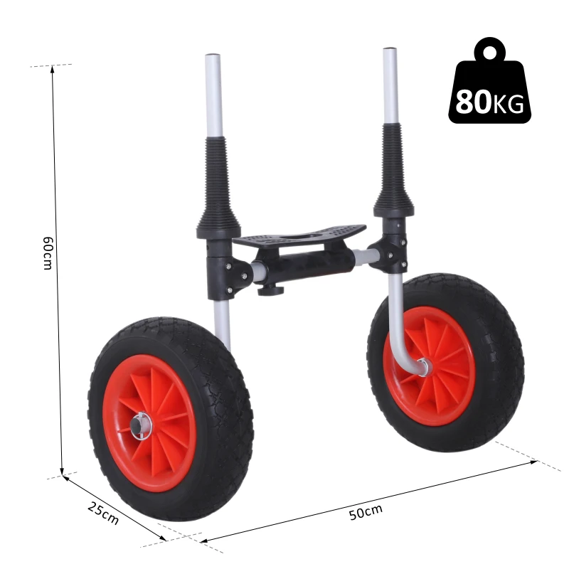 Outsunny Aluminium Frame Kayak Transport Trolley w/ 2 Red Wheels