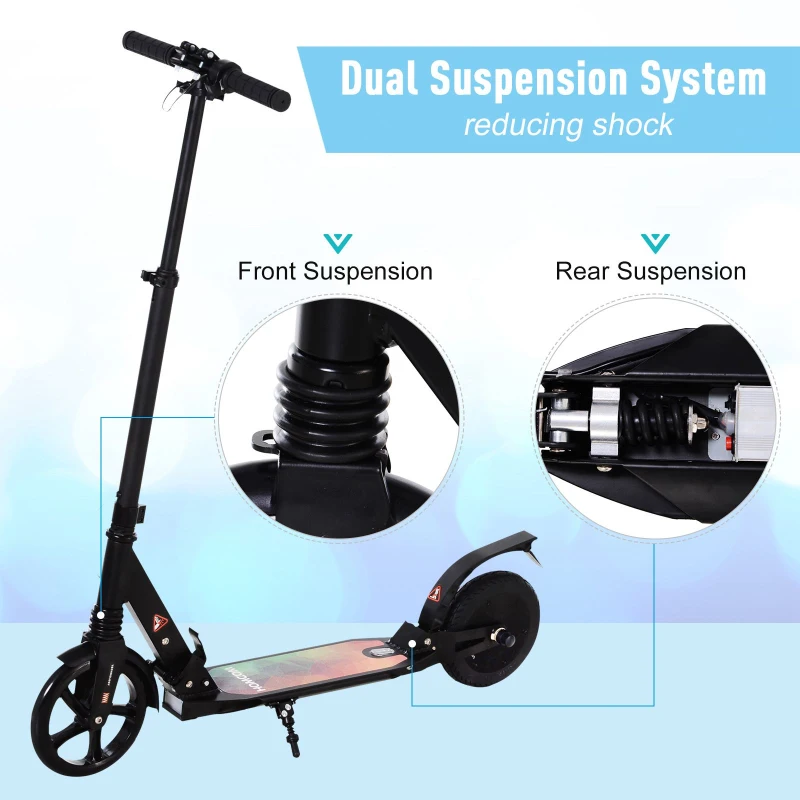 HOMCOM Electric Scooter  for 14+ age 150W Folding Motorised Mobility Kick Scooter Adults Lightweight E Scooter 22.6V - Black