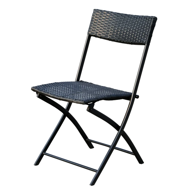 Outsunny 5 Pcs Rattan Furniture Set W/Round Table, Steel-Black